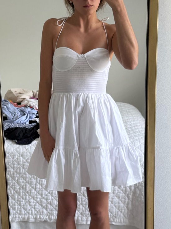 STAUD Dresses & Skirts - STAUD White Tie-Shoulder Mini Dress